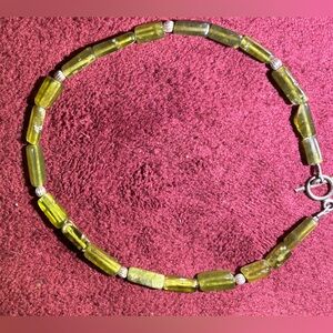 Handmade Anklet Peridot And Silver With Toggle Clasp